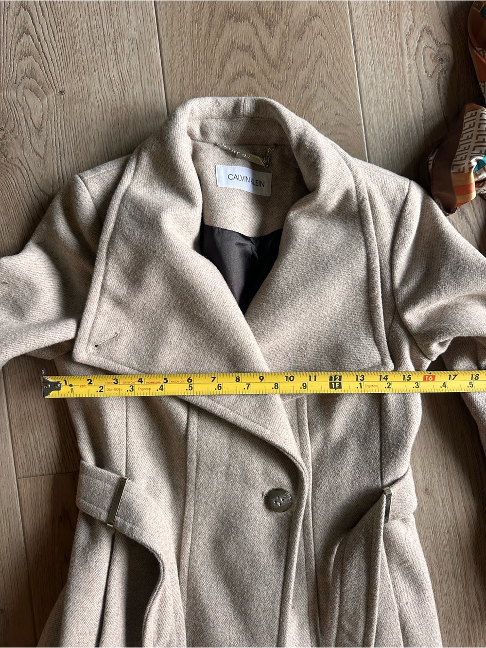 ⭐️LAST CHANCE⭐️ Calvin Klein PXXS Belted Asymmetrical Wool Coat Size P - Picture 17 of 17